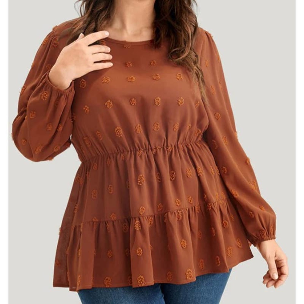 NWT BloomChic Polka Dot Ruffle Blouse Orange 26 4x